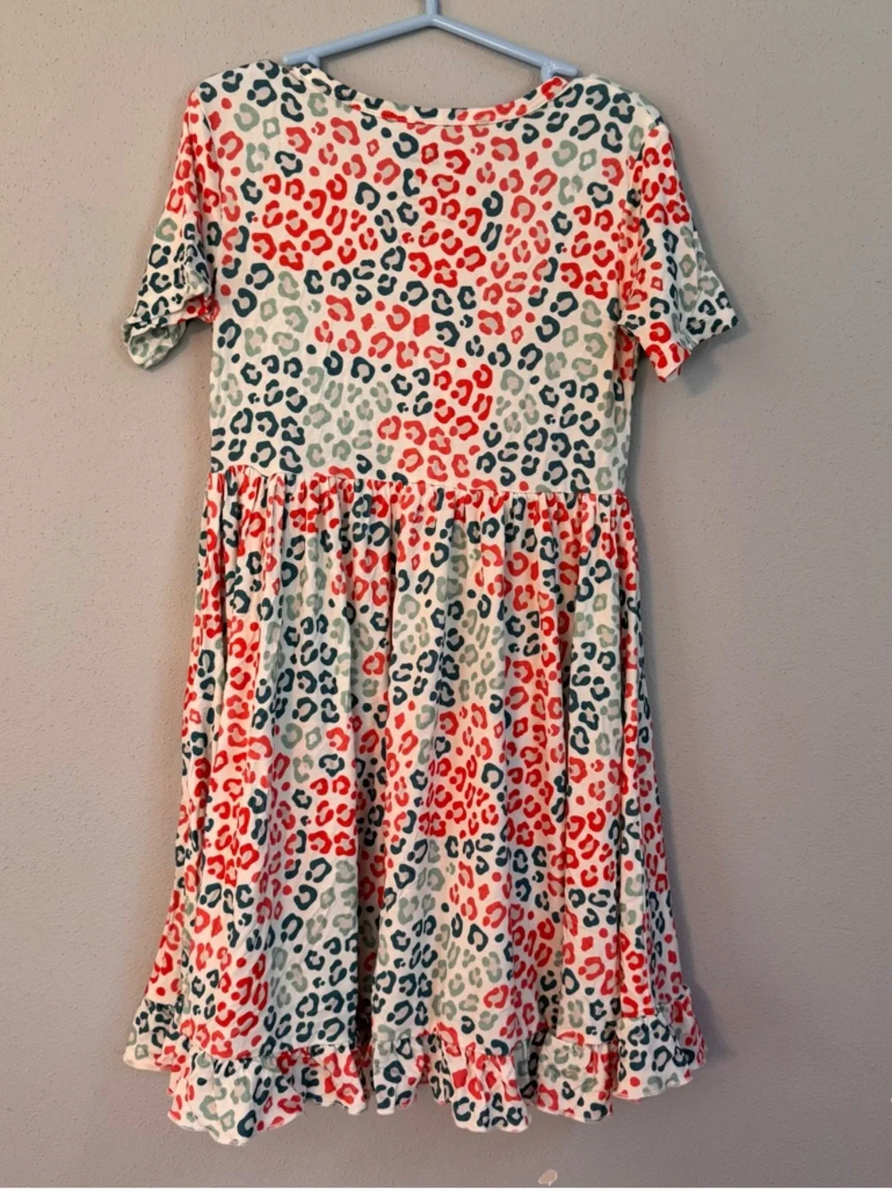 Dream Big Little Co Bamboo Viscose Leopard Print Ruffle Twirl Dress Kids 7/8T